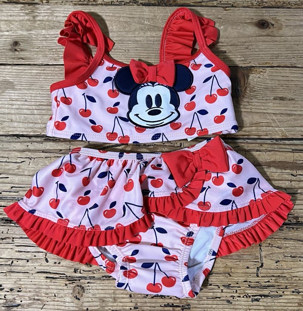 Disney Baby’s Size 18-24m Pink & Red Cherry Swimsuit NWT